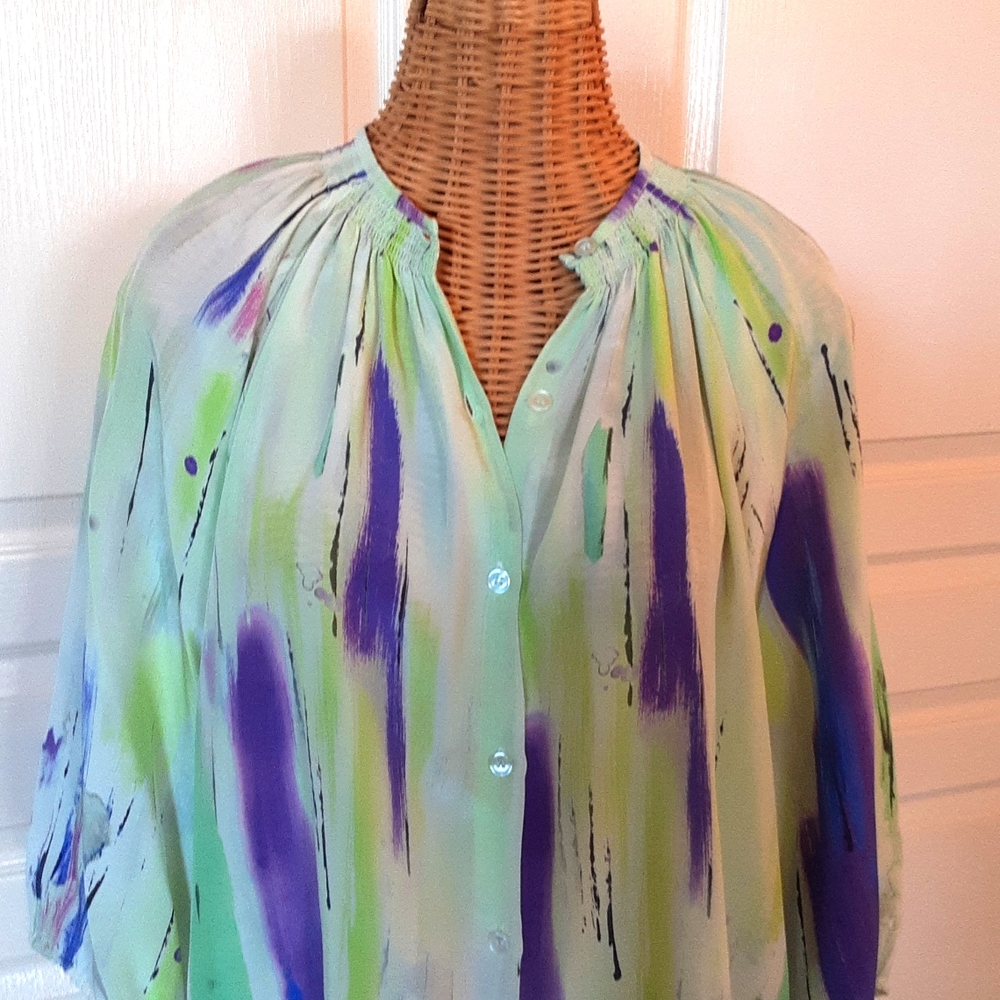 Tucker The Classic Silk Watercolor Blouse Vintage